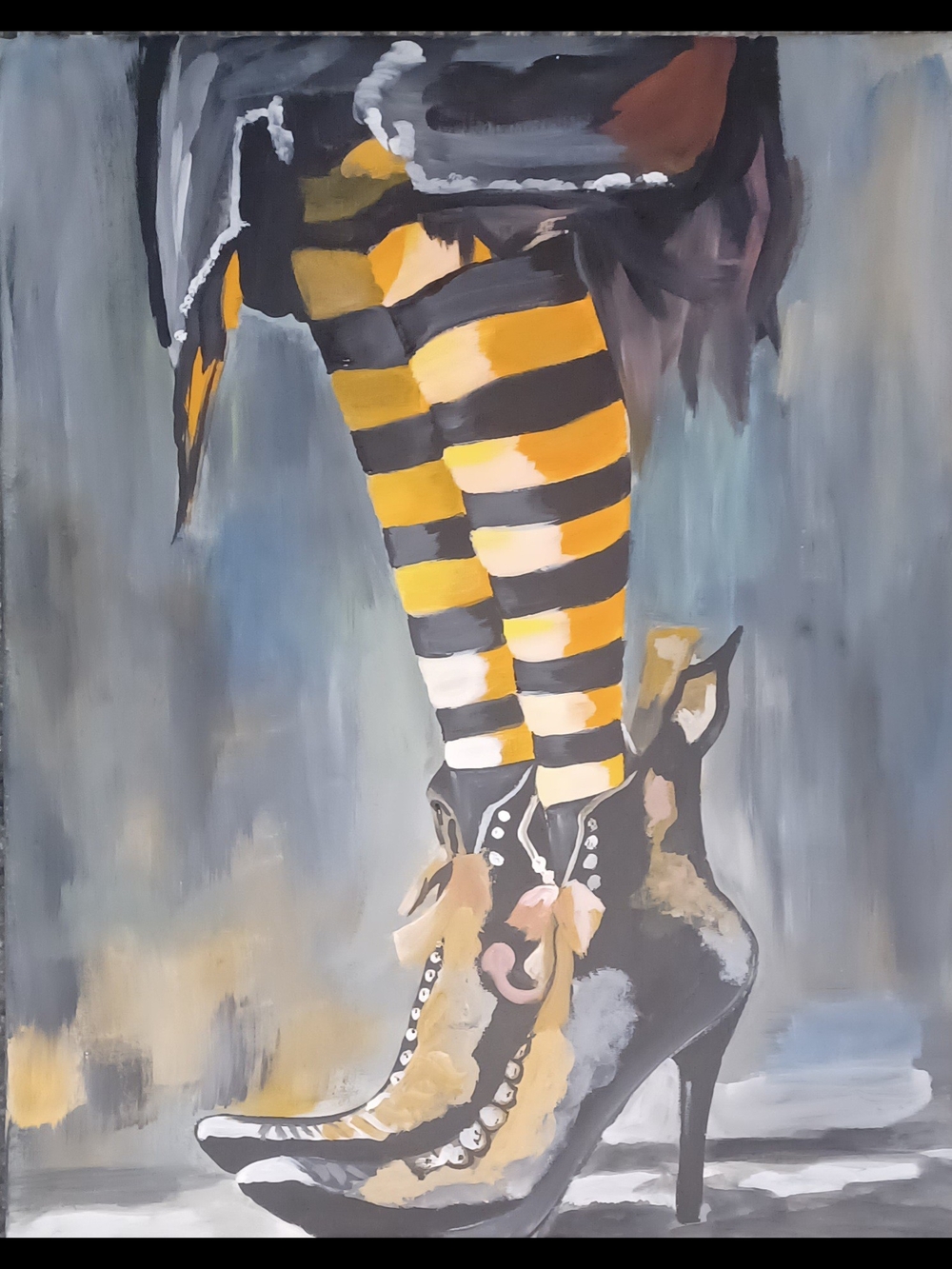 Original Acrylic Painting Witch's Boots
